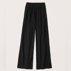 S Abercrombie linen blend pull on pant black